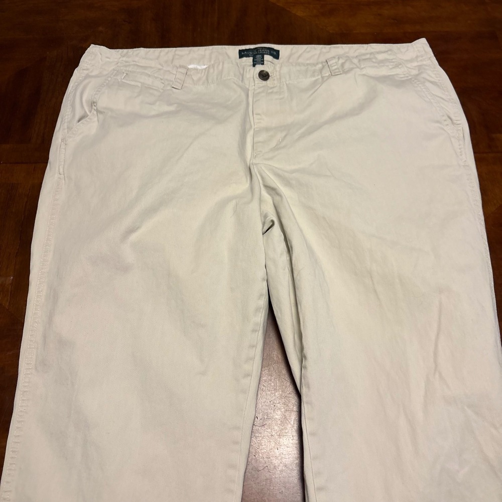 Lauren Ralph Lauren Newbury Chino Pants Women 18W Beige Straight Leg Cotton